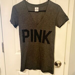 SOLD PINK Victoria's Secret y2k Charcoal V-neck T-shirt